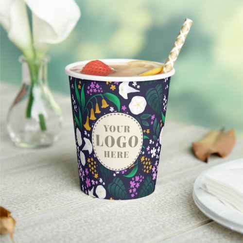 Night Moon Garden Floral Botanical Pattern Paper Cups