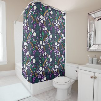 Night Moon Garden Floral Botanical Pattern