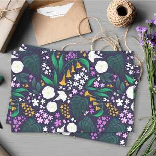 Night Moon Garden Floral Botanical Pattern Tissue Paper