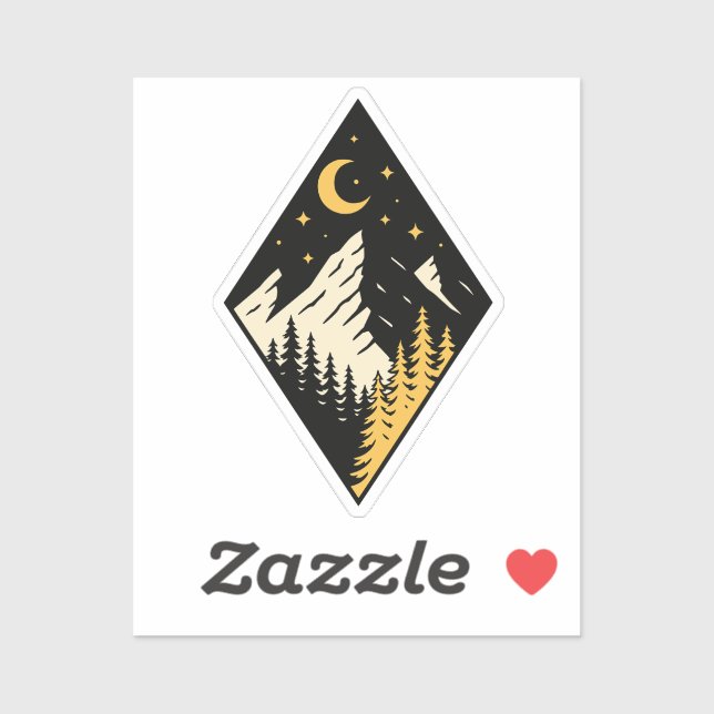 Night Mountain Pine Trees Art Sticker (Sheet)