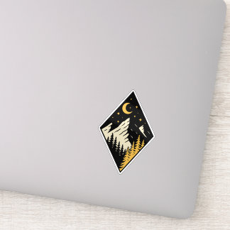 Night Mountain Pine Trees Art Sticker