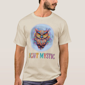 NIGHT MYSTIC, Groovy Retro Owl In The Full Moon T-Shirt