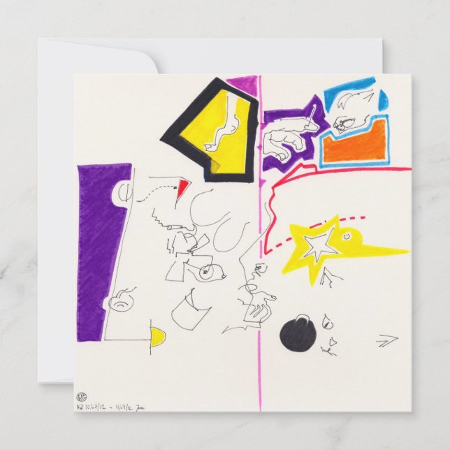 Night & Nap Drawings 2 Cat Smile Square Invitation (Front)