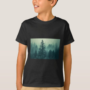 Night Nature Trees Outdoor Forest Green Mountains T-Shirt