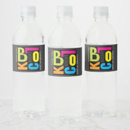 Night Neighborhood Block Party | Retro Typography Water Bottle Label