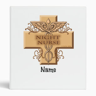 Night Nurse Cross Caduceus 3 Ring Binder