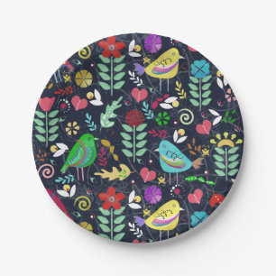 Night of Birds and Flowers Paper Plates