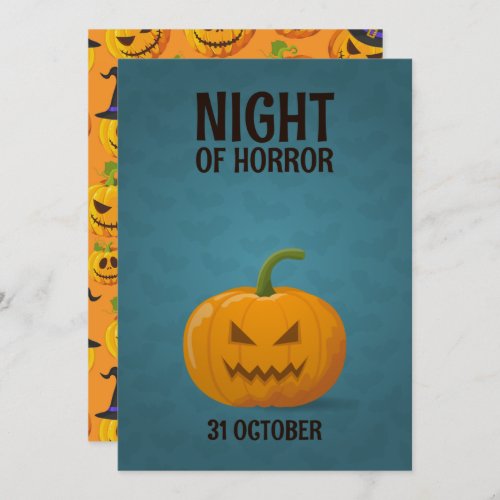 Night Of Horror 31 October Halloween Scare Pumpkin Invitation