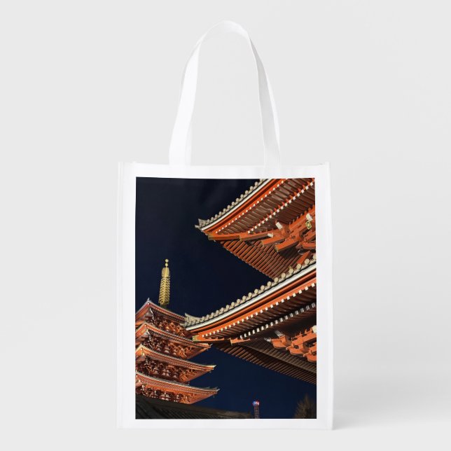 Night of Kaminarimon in Tokyo Japan Grocery Bag (Front)