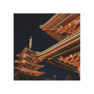 Night of Kaminarimon in Tokyo Japan Wood Wall Art