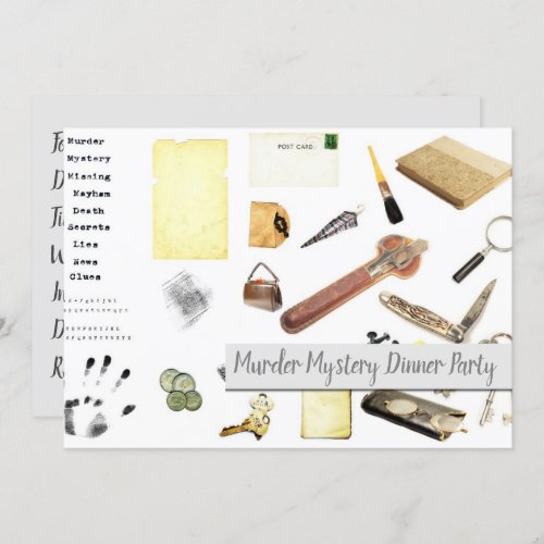 Night of Murder  Mystery Who Done It Dinner Party Invitation