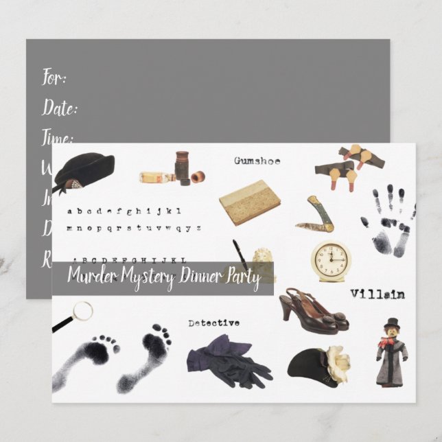 Night of Murder Mystery Who Done It Dinner Party Invitation (Front/Back)