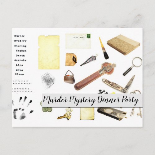 Night of Murder Mystery Who Done It Dinner Party Invitation Postcard