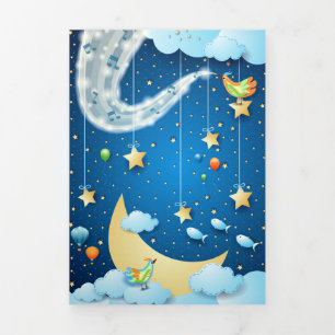 Night of music and big moon Tri-Fold card