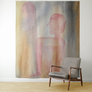 Night Of Red Moon Watercolor Print Tapestry