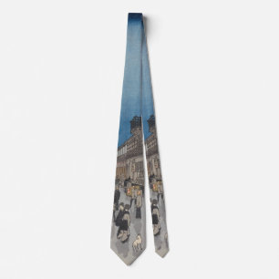 Night of Saruwaka-machi Vintage Ukiyo-e Japanese Neck Tie