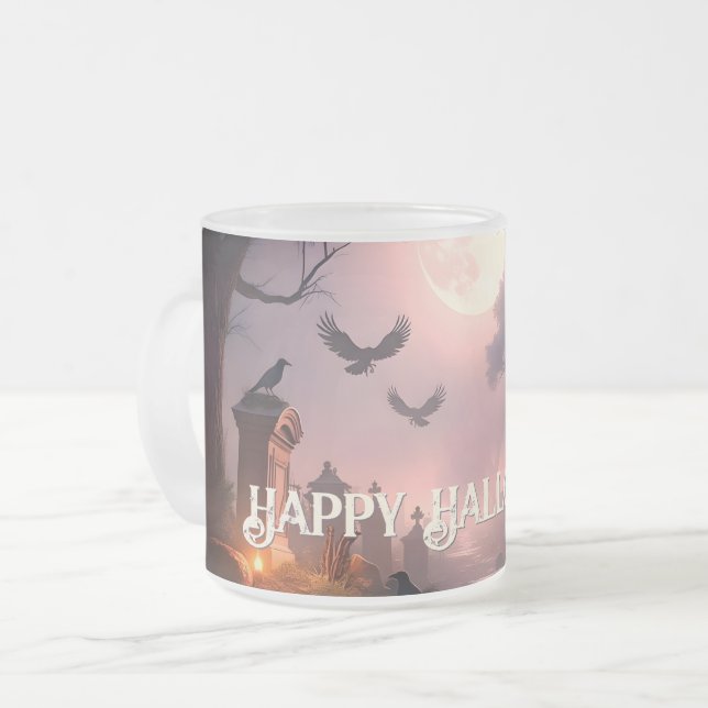 Night of Shadows – A Halloween Spell Awakens Frosted Glass Coffee Mug (Front Left)