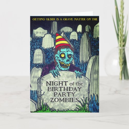 Night of the Birthday Party Zombies Card