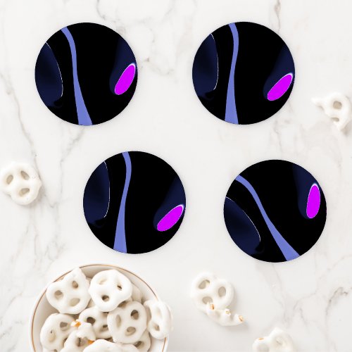 Night of the Comet Abstract Blue Purple  Black Coaster Set