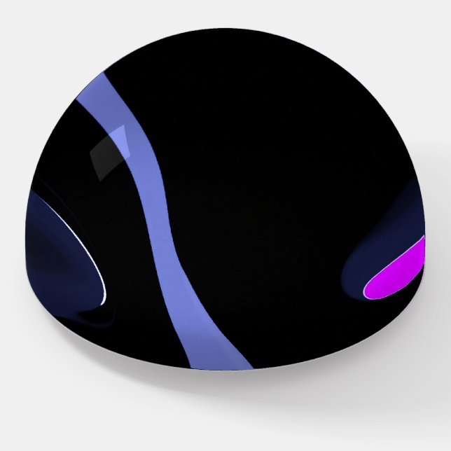 Night of the Comet: Abstract Blue, Purple & Black Paperweight (Angled)