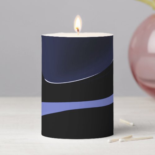 Night of the Comet Abstract Blue Purple  Black Pillar Candle