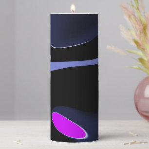 Night of the Comet: Abstract Blue, Purple & Black Pillar Candle