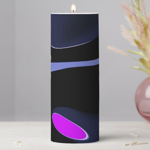 Night of the Comet Abstract Blue Purple  Black Pillar Candle