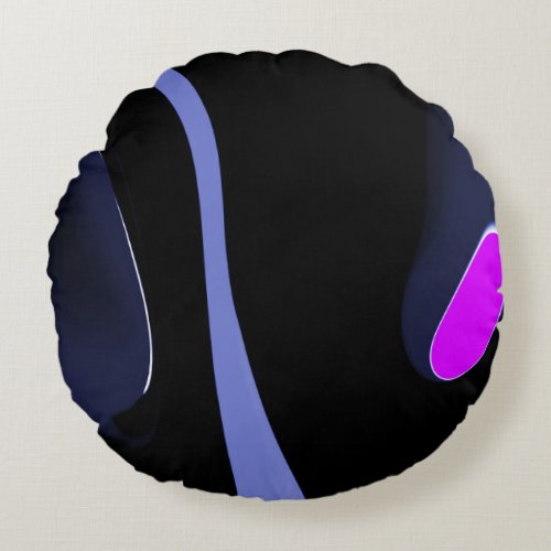 Night of the Comet Abstract Blue Purple  Black Round Pillow