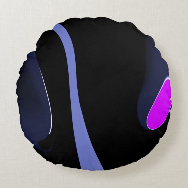 Night of the Comet: Abstract Blue, Purple & Black Round Pillow (Front)