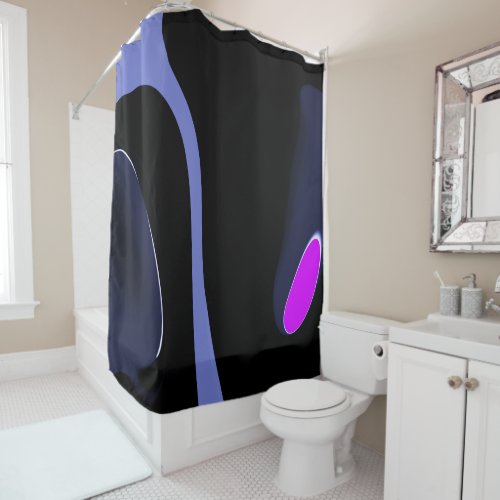 Night of the Comet Abstract Blue Purple  Black Shower Curtain