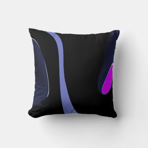 Night of the Comet Abstract Blue Purple  Black Throw Pillow