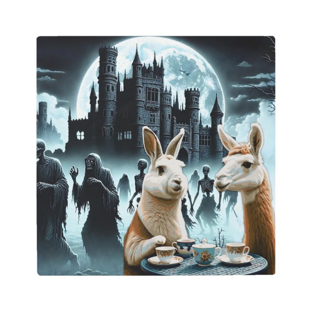 Night of the Dead Tea Party Metal Print (Front)