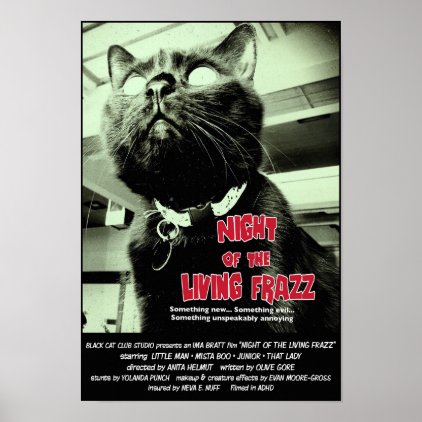 Night of the Living Frazz! Cat Movie Poster, Red Poster