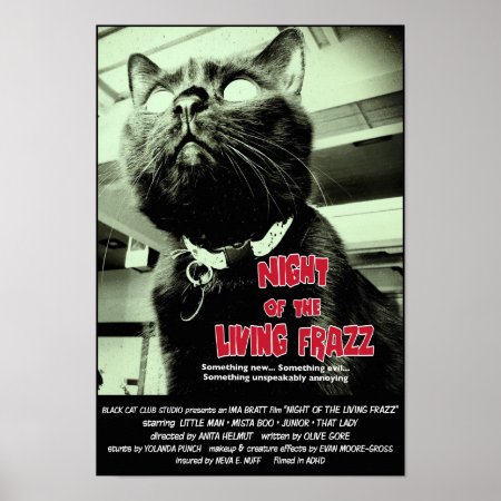 Night Of The Living Frazz! Cat Movie Poster, Red Poster