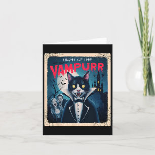 Night Of The Vampurr Funny Black Cat Dark Humor Ha Card