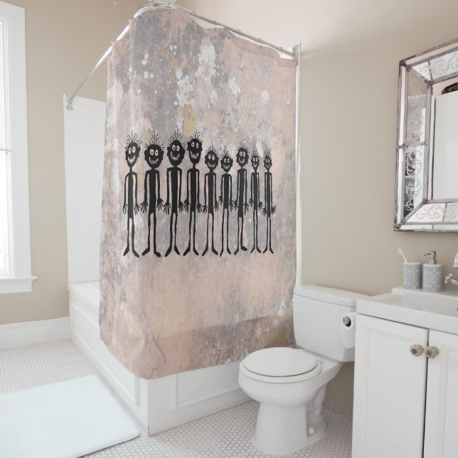 Night of the Walking Gigglers Petroglyph Shower Curtain (In Situ)