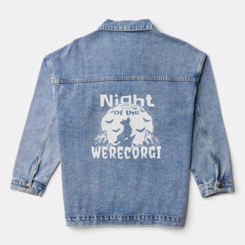 Night of The Werecorgi  Welsh Corgi Werewolf  Denim Jacket