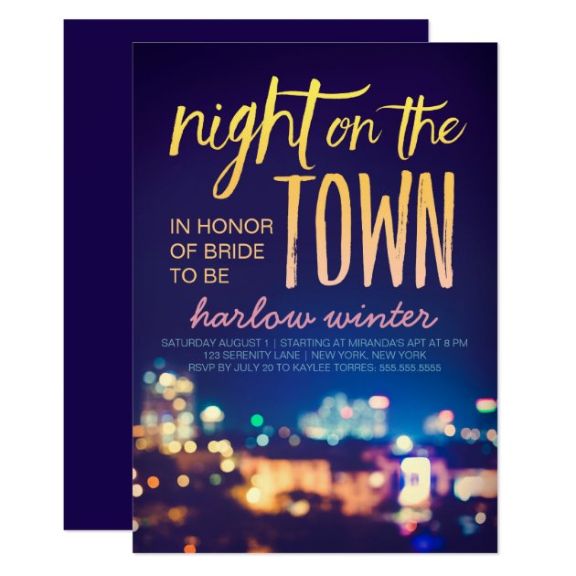 Night On The Town Bachelorette Party Invitation