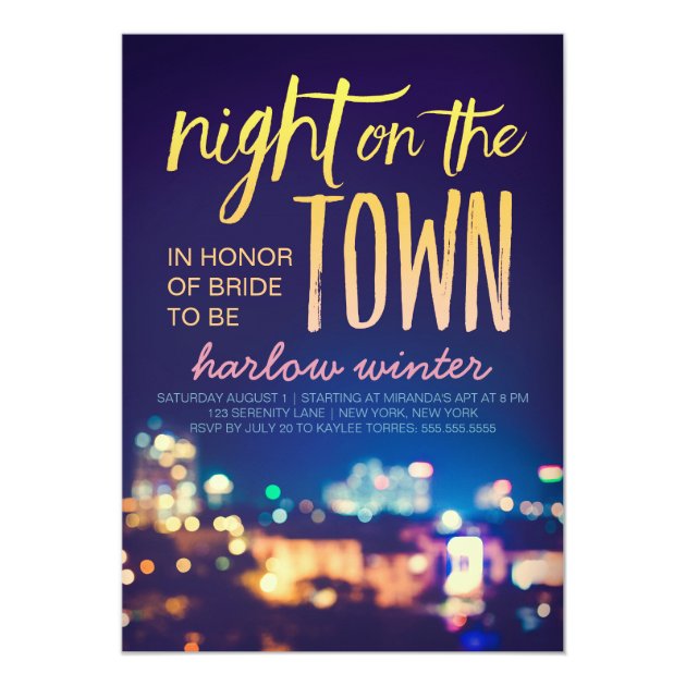 Night On The Town Bachelorette Party Invitation
