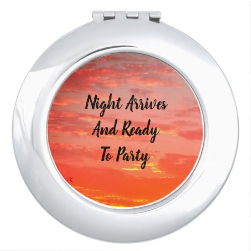 Night Out Party Evening Sky Bright Pink Sunset Compact Mirror