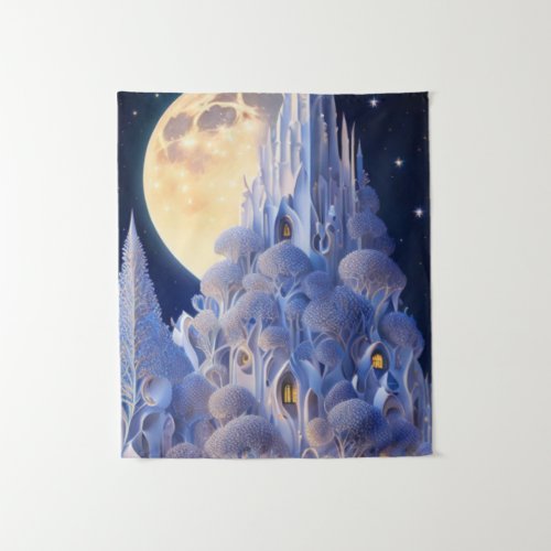 Night Outdoor Beautiful Sky Full Moon Fantasy Tapestry