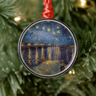Night Over Rhone River Starry Vincent Van Gogh Metal Ornament