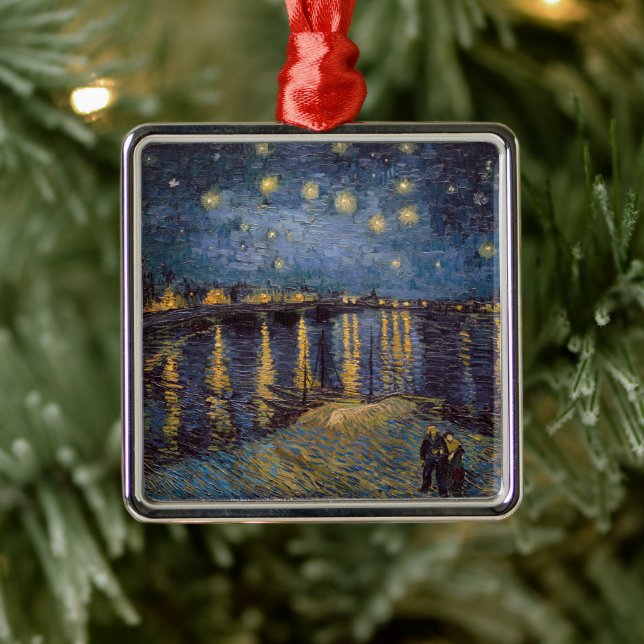 Night Over Rhone River Starry Vincent Van Gogh Metal Ornament (Tree)