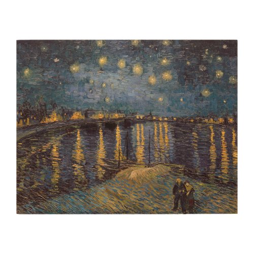 Night Over Starry Rhone River by Vincent Van Gogh Wood Wall Art