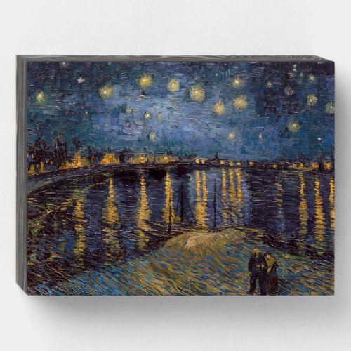 Night Over Starry Rhone River by Vincent Van Gogh Wooden Box Sign