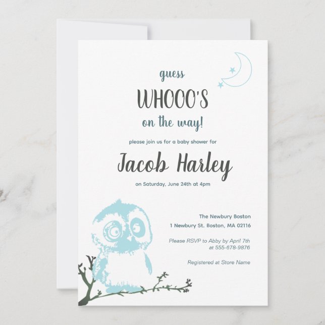 Night Owl Baby Shower Invitation (Front)