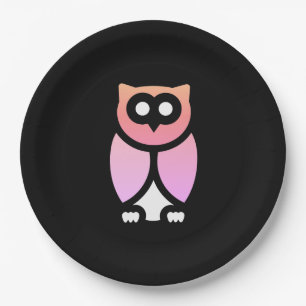 Night Owl, Beautiful Pink & Orange, Pop Art Paper Plates