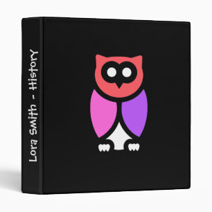 Night Owl, Beautiful Pink & Red, Abstract Pop Art 3 Ring Binder