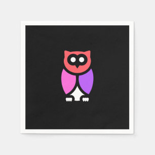Night Owl, Beautiful Pink & Red, Abstract Pop Art Napkins
