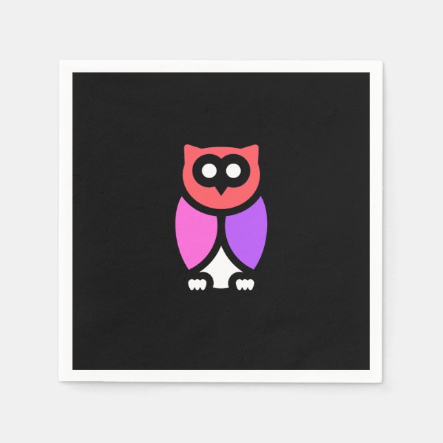 Night Owl, Beautiful Pink & Red, Abstract Pop Art Napkins (Front)